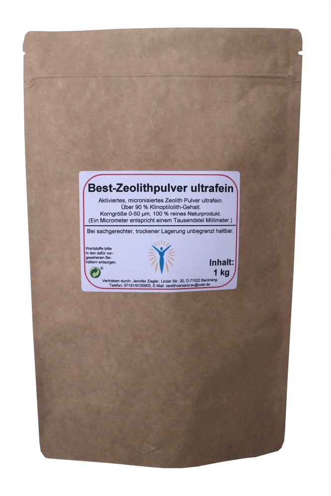 Bild 1 von Zeolith-Pulver reines Naturprodukt 1 kg 0-50µm im wiederverschließbaren Papierbeutel